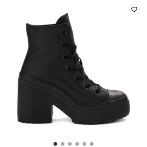 Converse Chuck 70 De Luxe Heel Leather Shoe - Black Monochrome